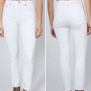Re/done High Rise Ankle Stretch White Jeans Size 29